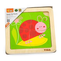Дерев'яний пазл-вкладиш "Жук сонечко", 4 елемента - Viga Toys