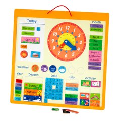Магнітний календар з годинником, англійською мовою - Viga Toys