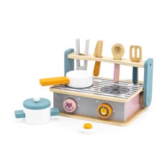 Дитяча плита "PolarB" з посудом і грилем, складна - Viga Toys