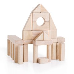 Дерев'яні кубики "Unit Blocks. Геометричні форми" з нефарбованого дерева, 28 штук - Guidecraft