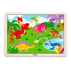 Дерев'яний пазл "Динозаври", 24 елемента - Viga Toys