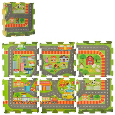 Дитячий ігровий килимок-мат "Зелене місто", 6 деталей - METR+