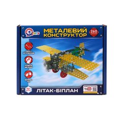 Конструктор металевий "Літак-біплан", 260 деталей - Технок