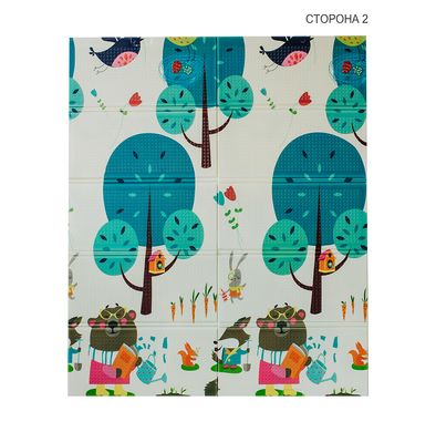 Дитячий двосторонній, складний килимок "Весела жирафа та Загадковий ліс", 150х180x1 см - POPPET