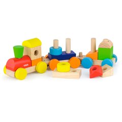 Дерев'яний поїзд "Кольорові кубики" - Viga Toys