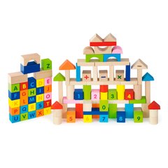 Дерев'яні кубики "Алфавіт і числа" 100 штук, 3 см - Viga Toys