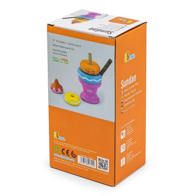 Іграшкові продукти "Дерев'яна пірамідка-морозиво", рожевий - Viga Toys