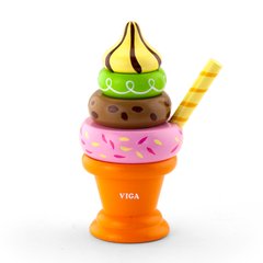 Іграшкові продукти "Дерев'яна пірамідка-морозиво", помаранчевий - Viga Toys
