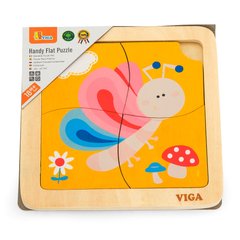 Дерев'яний пазл-вкладиш "Метелик", 4 елемента - Viga Toys