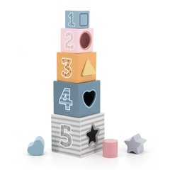 Дерев'яні кубики-пірамідка "PolarB: Сортуємо і складаємо" - Viga Toys